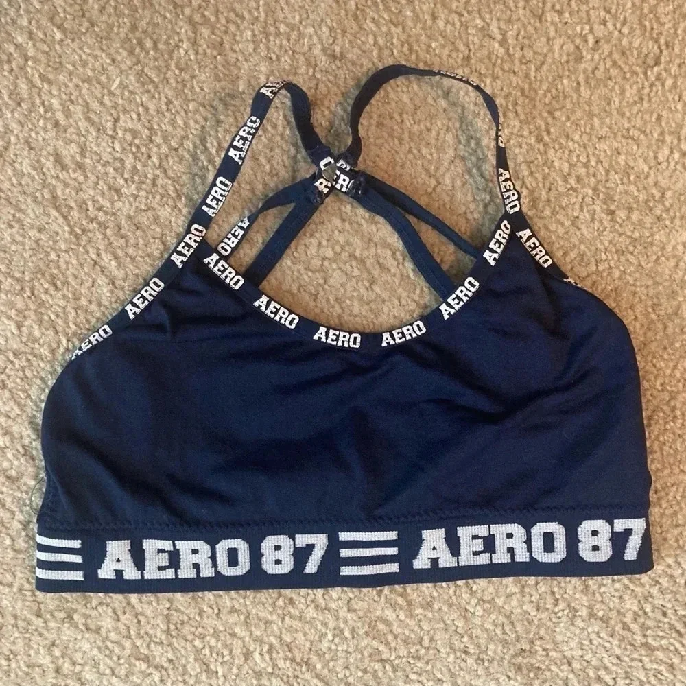 Aeropostale Strappy Sports Bra Size Large Navy